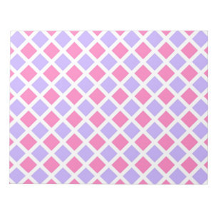 Lila Rosa Schachbrett-Diamant-Muster Notizblock