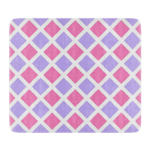 Lila Rosa Schachbrett-Diamant-Muster Schneidebrett