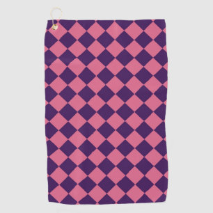 Lila rosa Schachbrett Diamantmuster Golfhandtuch