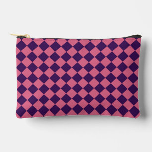 Lila Rosa Schachbrett-Diamantmuster Klein Zubehörtasche