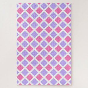 Lila Rosa Schachbrett-Diamantmuster Puzzle