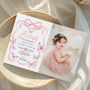 Lila Rosa Schleife Schmetterling Mädchen Geburtsta Einladung
