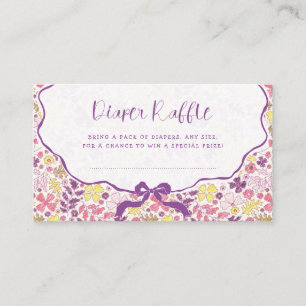 Lila Rosa Schleife Wildblumen Blüten Baby Shower Begleitkarte