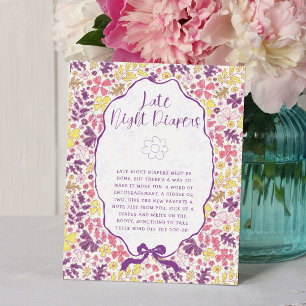 Lila Rosa Schleife Wildblumenblüten Babyparty Poster