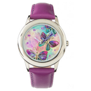Lila rosa Schmetterlinge beobachten Armbanduhr