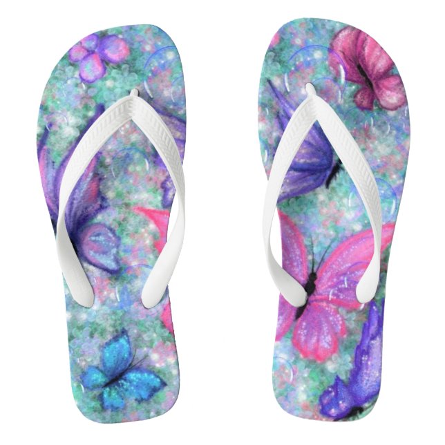 Lila rosa Schmetterlinge Flip Flops (Fußbett)