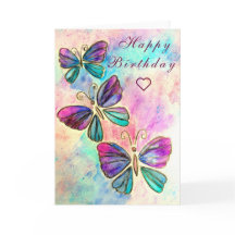 Lila Rosa Schmetterlinge Geburtskarte