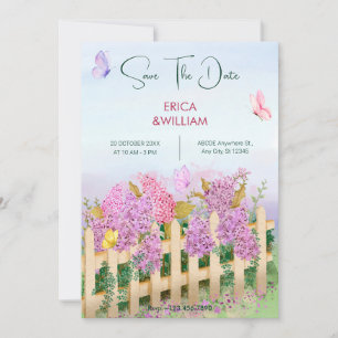 Lila Rosa Schmetterlinge Hochzeit Garten Save The Date