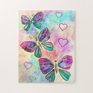 Lila Rosa Schmetterlinge Puzzle
