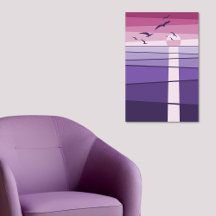 Lila rosa Seevögel bei Sonnenuntergang Kunst, Dich