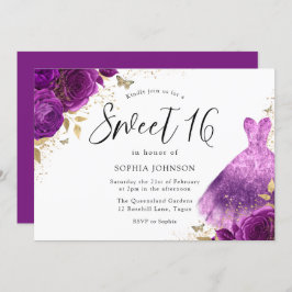 Lila rosa Sparkle Dress Rose Sweet 16 Party Einladung