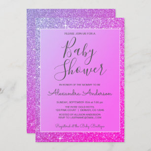 Lila-rosa Sparkle Glitzer Kinderdusche Einladung