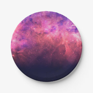 Lila Rosa Sternenhimmel Kosmische Galaxie Himmel F Pappteller