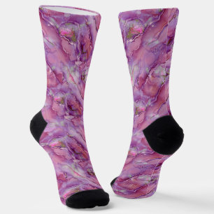 Lila-rosa Swirling-Marmor Socken