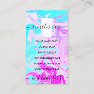 Lila Rosa Tumbler-Pflegehinweise Vinyl Visitenkarte