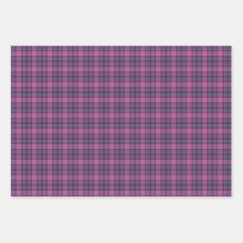 Lila Rosa Türkis Schwarz Kariert Tartan Geschenkpapier Set