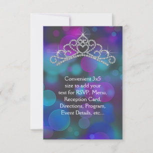 Lila Rosa Türkis Tiara RSVP Allzweck Karte