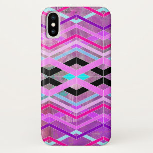 Lila Rosa-u. Aqua-geometrische Überfahrt-Streifen Case-Mate iPhone Hülle