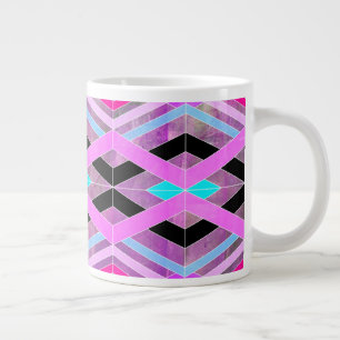 Lila Rosa-u. Aqua-geometrische Überfahrt-Streifen Jumbo-Tasse