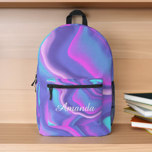 Lila Rosa und Abstraktes Muster des Farbhologramms Bedruckter Rucksack