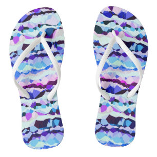 Lila, rosa und blaue Abstrakte Streifen Flip Flops