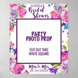 Lila Rosa und blaue Blume Brautparty Foto Prop Poster
