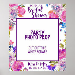 Lila Rosa und blaue Blume Brautparty Foto Prop Poster