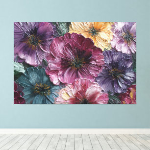 Lila, Rosa und Gelbe Blüten – Abstrakte Wandkunst Leinwanddruck