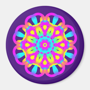 Lila, rosa und gelbe Gefärbte Krawatte Magnet