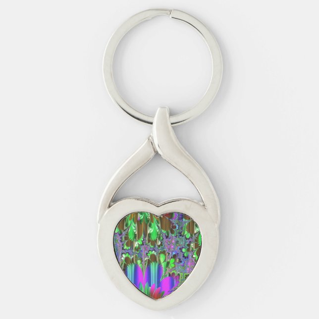 Lila, rosa und grüner Schlüsselanhänger (Vorderseite)
