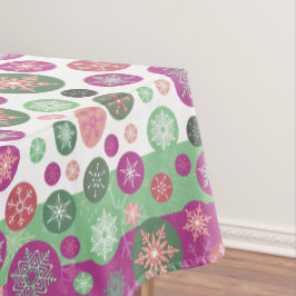 Lila rosa und grüner Winter-Schneeflocke-Feiertag Tischdecke