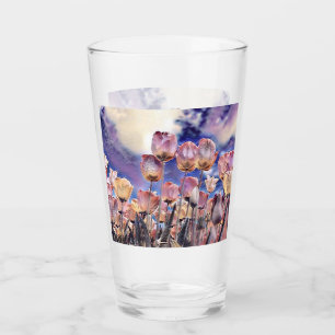 Lila, rosa und orange Tulpen Glas