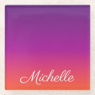 Lila, rosa und orangefarbene Farbvarianten Glasuntersetzer