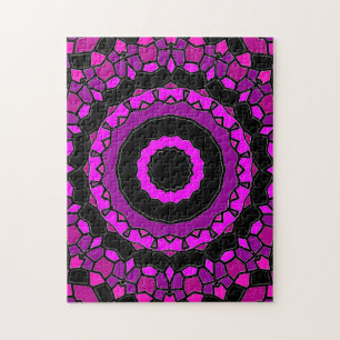 Lila Rosa- und Schwarzkaleidoskopmuster Puzzle