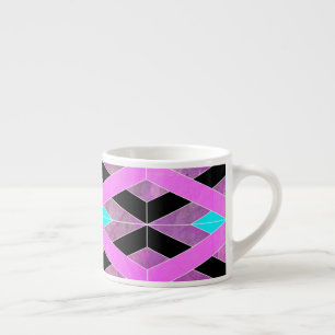 Lila Rosa und Türkis Geometrische Kreuzende Streif Espressotasse