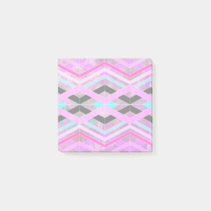 Lila Rosa und Türkis Geometrische Kreuzende Streif Post-it Klebezettel