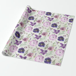 Lila Rosa Violett Orchid Peony Garden Wrapping Pa Geschenkpapier
