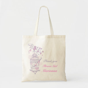 Lila rosa Vogelhochzeits-Blumen-Mädchentasche Tragetasche