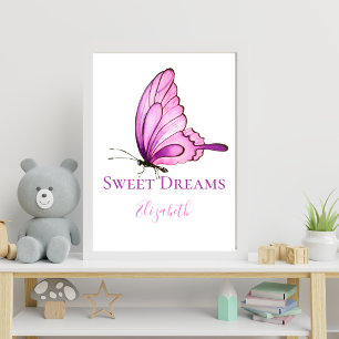 Lila Rosa Wasserfarb Schmetterling Kinderzimmer Wa Poster