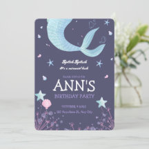 Lila rosa Wasserfarbe Meerjungfrau Kindergeburtsta