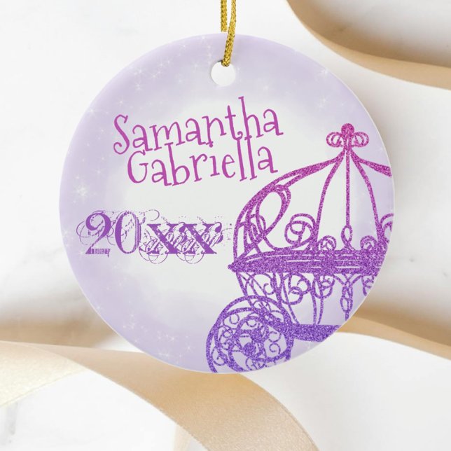 Lila, rosa Weihnachtsschmuck (purple quinceanra christmas ornament quinceanera princess gift horse carriage cute personalized name)