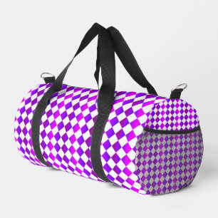 Lila Rosa Weiß Schachbrett Diamant Muster Klein Duffle Bag