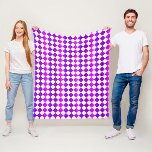 Lila rosa weißes Schachbrett Diamantmuster Fleecedecke