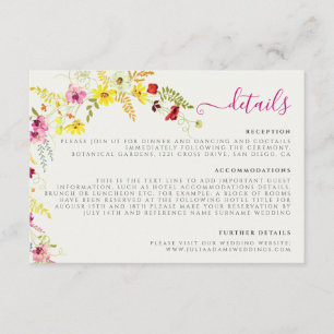 Lila Rosa-Wild-Orchideen-Blume-Wreath-Hochzeit Begleitkarte