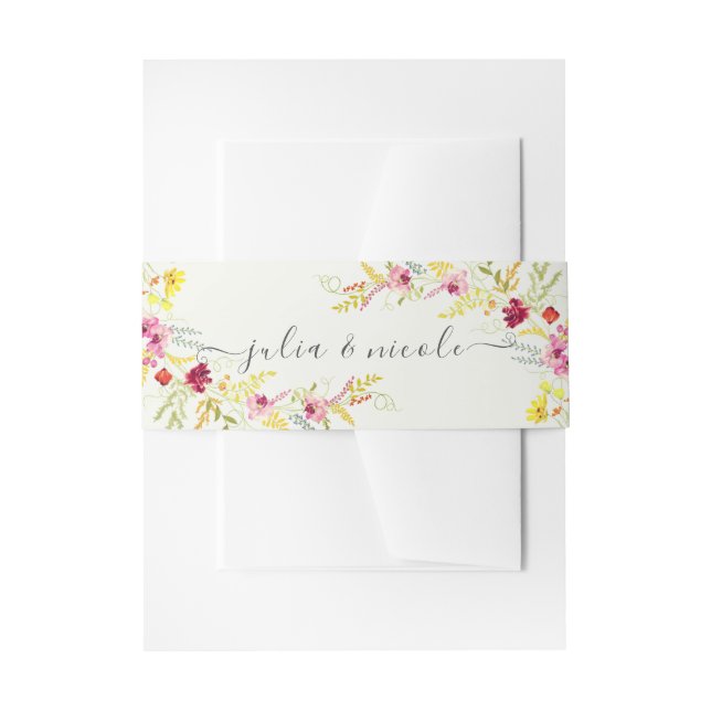 Lila Rosa-Wild-Orchideen-Blume-Wreath-Hochzeit Einladungsbanderole (Vorderseite Beispiel)