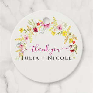 Lila Rosa-Wild-Orchideen-Blume-Wreath-Hochzeit Geschenkanhänger