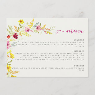 Lila Rosa-Wild-Orchideen-Blume-Wreath-Hochzeit Menükarte