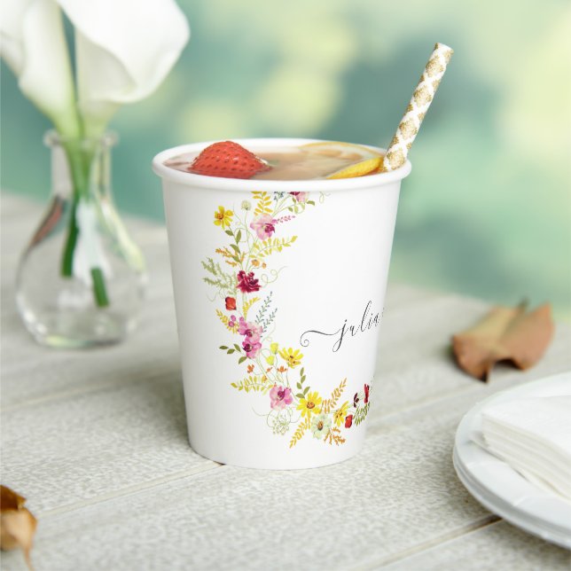 Lila Rosa-Wild-Orchideen-Blume-Wreath-Hochzeit Pappbecher (In Situ)