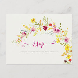 Lila Rosa-Wild-Orchideen-Blume-Wreath-Hochzeit Postkarte