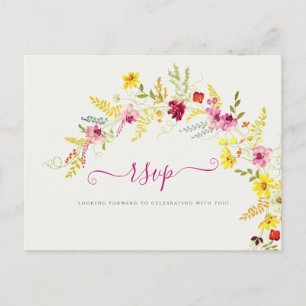 Lila Rosa-Wild-Orchideen-Blume-Wreath-Hochzeit Postkarte